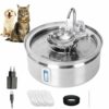 Journeyside Fontaine à Eau pour Chat en Acier Inoxydable, 3.2L Fontaine a Eau Chat avec Fenêtre Transparente,Ultra Silencieuse Fontaine a Eau pour Chat avec 3 Filtres à Charbon,Triple Filtration