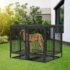 Cage Chien Grande Taille Métal: Caisse pour 2 Grand Chiens Intérieur XXL avec Diviseur Amovible Enclos Chien Extérieur - Parc Gros Chien sur Pied avec Double Plateaux 130x100x100cm