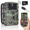RecorCam Caméra de Chasse WiFi 24MP 1296P avec 120° Vision Nocturne Infrarouge Vitesse de Déclenchement 0.2s Caméra Chasse IP65 Étanche pour Surveillance de la Faune avec Une Carte SD de 32 Go