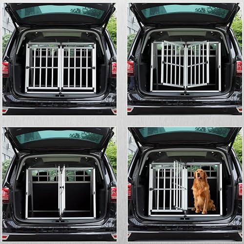 Cage de Transport Taille XXL pour Animaux domestiques Aluminium MDF 2 Portes Noir Argent Caisse Chien Chat Rongeur boîte Box de Transport Voiture