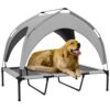 PawHut Lit Chien surélevé, lit de Camp pour Chien, velum en Taffetas, lit pour Chien, Tissu textilène Micro-perforé + Sac de Transport Inclus, Facile à Assembler, 106 x 76 x 94 cm, Gris