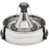 PetSafe – Fontaine à Eau pour Animaux 360 degrès Drinkwell en Acier Inoxydable, Capacité 3.8 L, 5 Jets d’eau en Cascade Personnalisables, Filtre à Charbon et en Mousse pour Une Eau de qualité