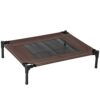 PawHut Lit surélevé pour Chiens Chats Animaux de Compagnie Tissu Oxford textilène Micro-perforé 76 x 61 x 18 cm Marron Noir