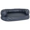 vidaXL Lit pour Chien Ergonomique Mousse Bleu Foncé 60x42cm Similicuir Canapé