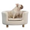 PawHut Canapé rembourré pour Chien avec Dossier et Coussin Amovibles, chenil d’intérieur pour Chat, 65x64x37 cm, crème