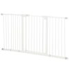 PawHut Barrière de sécurité Animaux avec Porte Fermeture Automatique système de Double Verrouillage sans perçage 3 Extensions Blanc