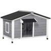 PawHut Niche Chien Style Cottage – 2 fenêtres, Porte, Toit ouvrant bitumé – dim. 109 x 79 x 72 cm – Bois Sapin Gris