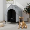 COSTWAY Niche pour Chien Exteriéur Intérieur 110 cm, Chenil pour Moyen Chien 2 en 1, Fenêtre Ventilée, Housse Amovible, Lit pour Chien, Tissu Oxford, Abri Extérieur pour Chien, Capacité 40 kg