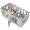 Parc pour Chien Interieur 154x78x60CM, Enclos Chien avec Cloison pour Division Fonctionnelle, Parc Chiot avec Porte Verrouillable/Ventouses/Ancrages au Sol, Interieur Parc pour Chiot Chat Lapin, Gris