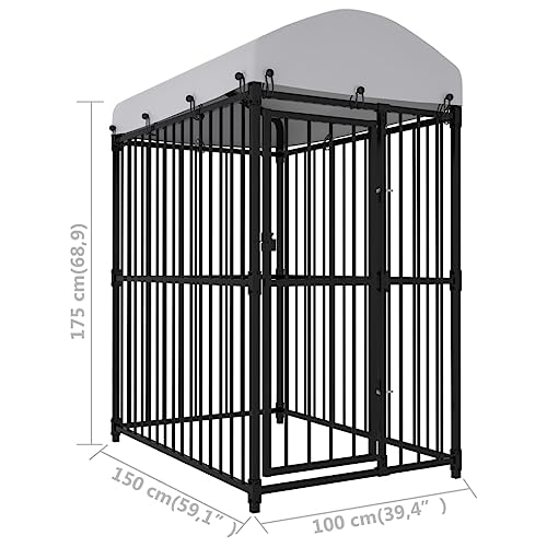 Chenil Extérieur avec Toit 150x100x175 cm Enclos Niche Cage Chiens