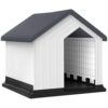 PawHut Niche pour Chien extérieur, Maison pour Chien en Plastique, abri étanche avec fenêtre, Installation Facile, Chiens de Petite Taille, 62L x 61P x 60Hcm, Gris