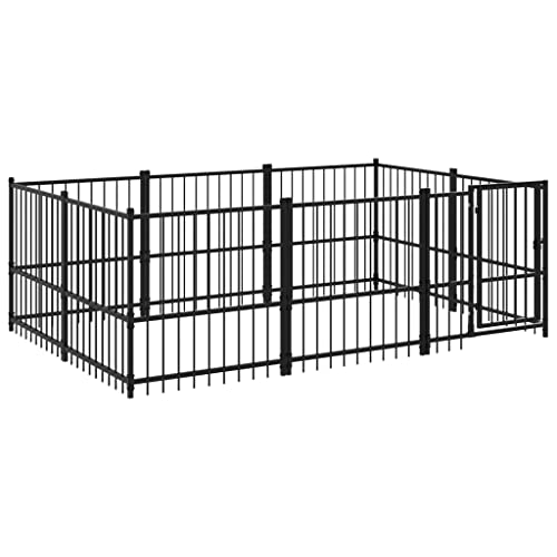 Chenil d'Extérieur pour Chiens Acier 5,63 m² Cage Enclos Niche Chiot