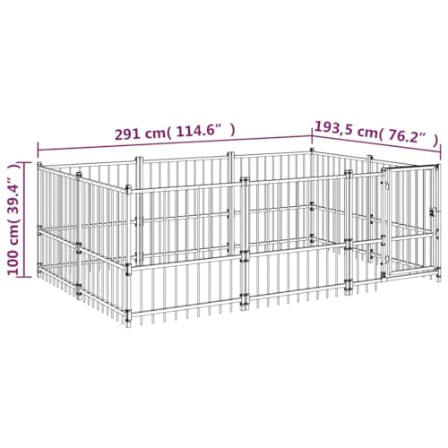 Chenil d'Extérieur pour Chiens Acier 5,63 m² Cage Enclos Niche Chiot