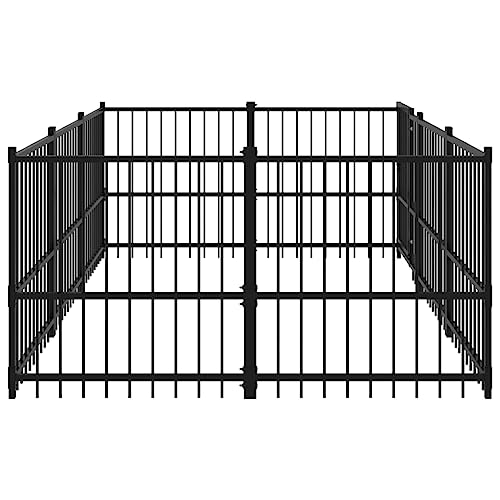 Chenil d'Extérieur pour Chiens Acier 5,63 m² Cage Enclos Niche Chiot