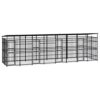 Chenil d’Extérieur avec Toit pour Chiens Acier 14,75 m² Cage Niche