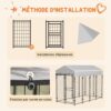 PawHut Chenil d'extérieur enclos 3m² avec auvent imperméable pour Grand Chien, Porte verrouillable 239L x 121l x 183H cm