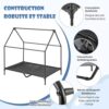 COSTWAY Niche pour Chien Exteriéur Intérieur 110 cm, Chenil pour Moyen Chien 2 en 1, Fenêtre Ventilée, Housse Amovible, Lit pour Chien, Tissu Oxford, Abri Extérieur pour Chien, Capacité 40 kg