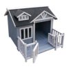 WilTec Niche de Chien en Gris Maison de Luxe XL Bois Balcon Jardin Terrasse Chien