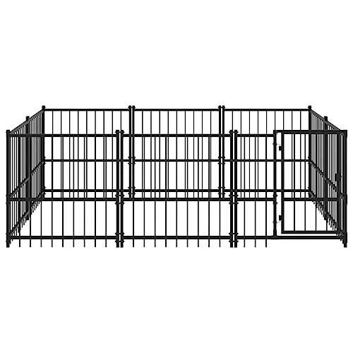 Chenil d'Extérieur pour Chiens Acier 5,63 m² Cage Enclos Niche Chiot