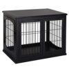 PawHut Cage pour Chien Animaux Cage en Bois MDF Classe E1 3 Portes verrouillables Max. 30 Kg dim. 81L x 58l x 66H cm Noir