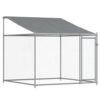 vidaXL Cage pour Chien avec Toit et Porte, Chenil d’Extérieur pour Chiots, Enclos pour Animaux de Compagnie, Parc pour Chien, Gris Acier Galvanisé
