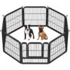 Abician Parc pour Chien en 8 Panneaux Enclos pour Chien en Métal avec Porte Parc pour Animaux de Compagnie 63 cm de Haut Noir