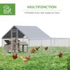 PawHut Enclos poulailler chenil volière extérieur 12 m² - Parc grillagé dim. 4L x 3l x 2H m - Espace Couvert - Acier galvanisé