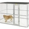 MidWest Homes for Pets Modèle K91066 Chenil portable en mailles de chaîne avec écran solaire, 304,8 x 182,88 x 182,88 cm, Argenté