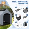 COSTWAY Niche pour Chien Exteriéur Intérieur 110 cm, Chenil pour Moyen Chien 2 en 1, Fenêtre Ventilée, Housse Amovible, Lit pour Chien, Tissu Oxford, Abri Extérieur pour Chien, Capacité 40 kg