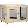 PawHut Cage pour Chien Cage de Chien sur Pied avec Coussin Amovible Acier Noir et Aspect Bois – 94 x 60 x 71,5 cm