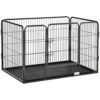 PawHut Enclos Parc pour Chien 4 Panneaux en métal grillagé avec Fond Porte Verrouillable, intérieur ou extérieur, dim. 109L x 74l x 71H cm