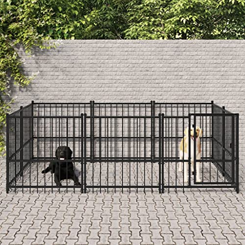 Chenil d'Extérieur pour Chiens Acier 5,63 m² Cage Enclos Niche Chiot