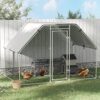 PawHut Enclos poulailler chenil 5,32 m² - Parc grillagé dim. 2,8L x 1,9l x 1,95H m - poulailler chenil entièrement Couvert - Acier galvanisé